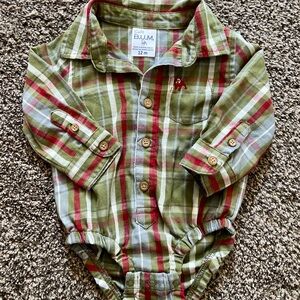 B.U.M. Baby Plaid Bodysuit - Olive and Crimson